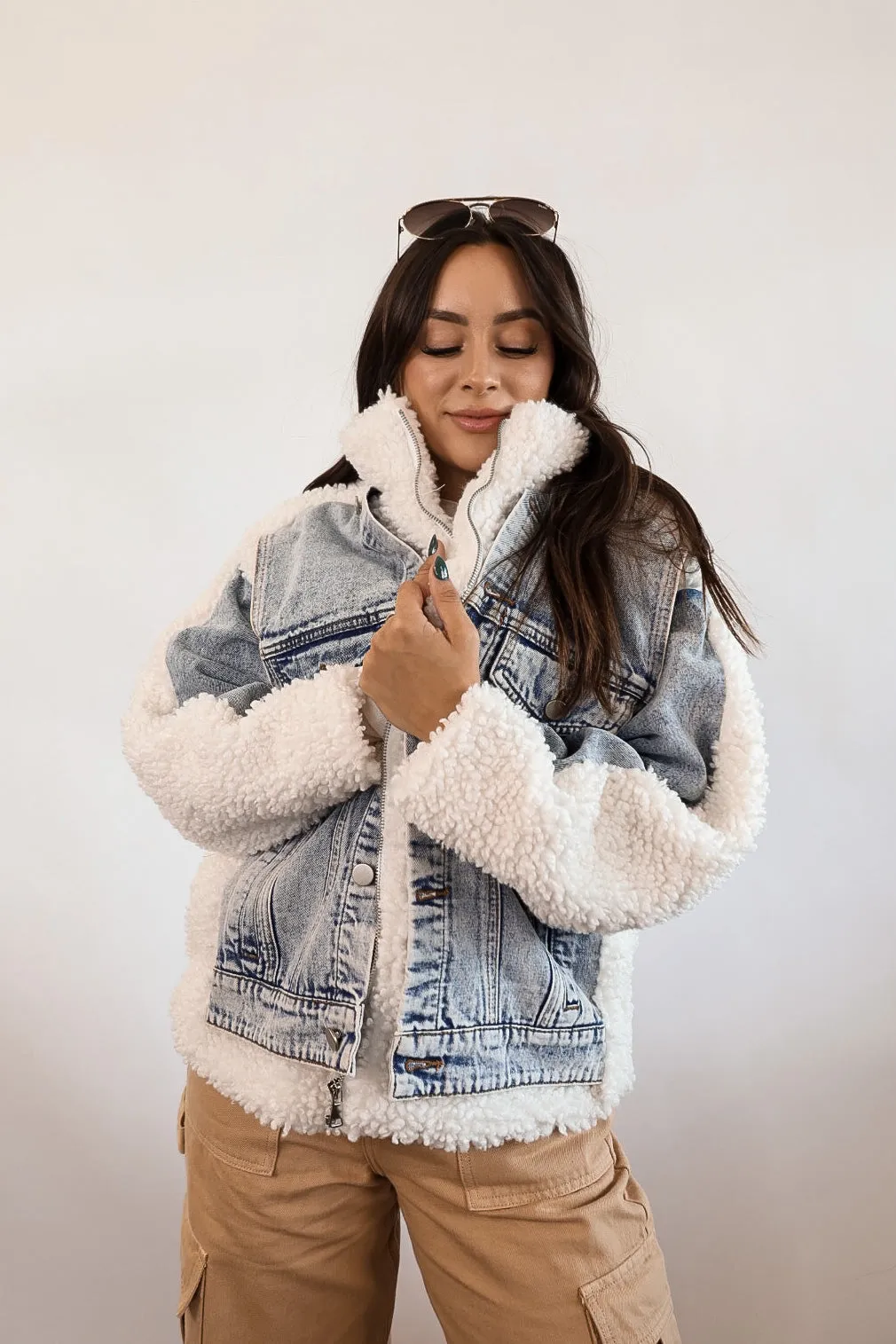 Ski Week Denim   Sherpa Jacket