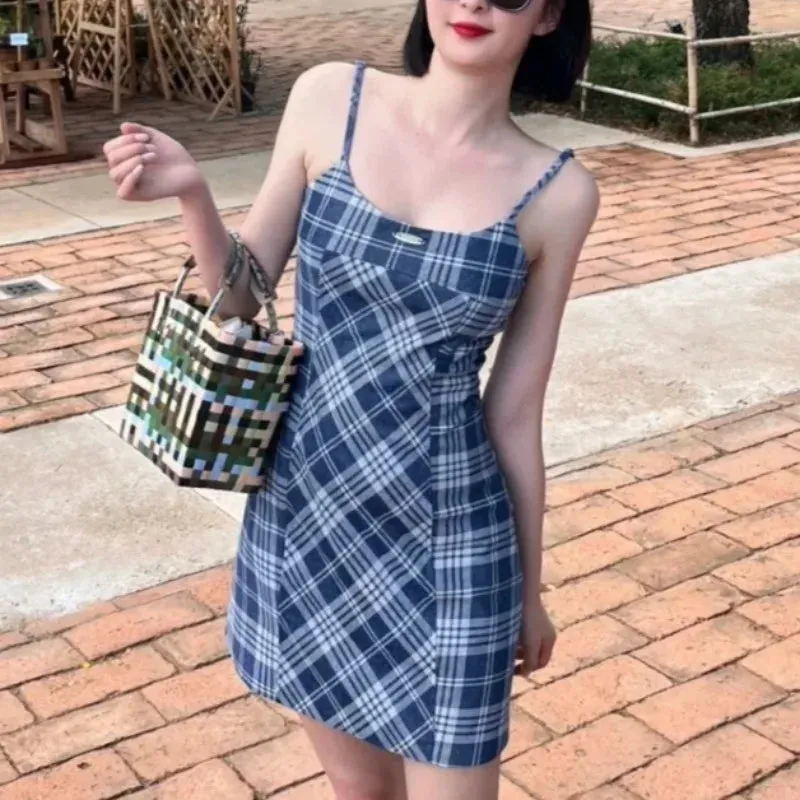 Sleeveless & Pullover Chic Plaid Dress Set Outfits