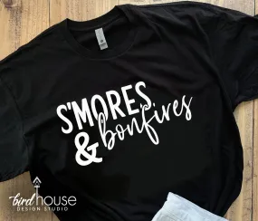 S'mores and Bonfires Shirt, Cute Vacation Camping Tee, Any Color or Style