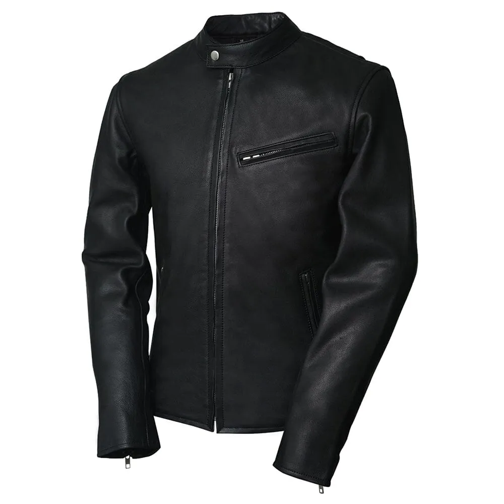 Superb Mens Cow Hide Black Leather Jacket