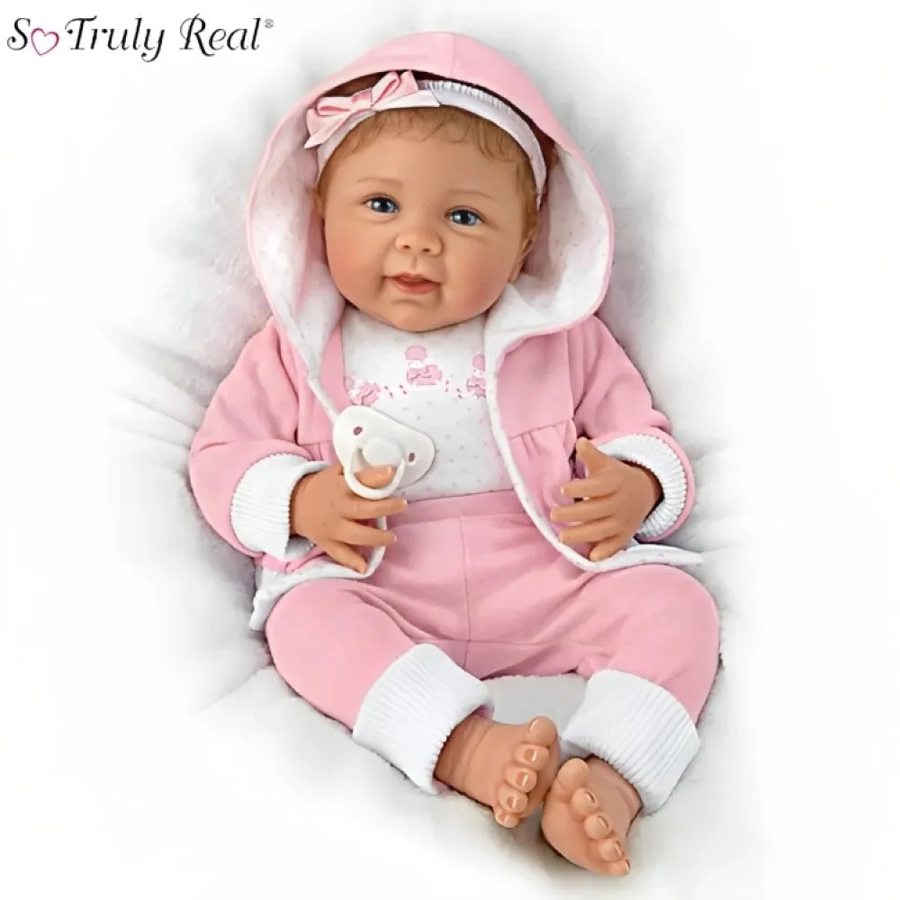 The Ashton - Drake Galleries I Sure Do Love Ewe Lifelike So Truly Real® Baby Girl Doll Magnetic Pacifier Weighted Fully Poseable with Soft RealTouch® Vinyl Skin by Doll Artist Linda Murray 19"-Inches