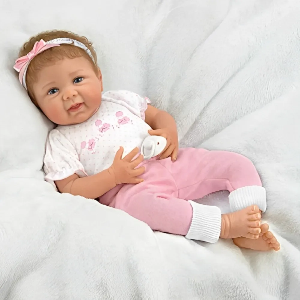 The Ashton - Drake Galleries I Sure Do Love Ewe Lifelike So Truly Real® Baby Girl Doll Magnetic Pacifier Weighted Fully Poseable with Soft RealTouch® Vinyl Skin by Doll Artist Linda Murray 19"-Inches