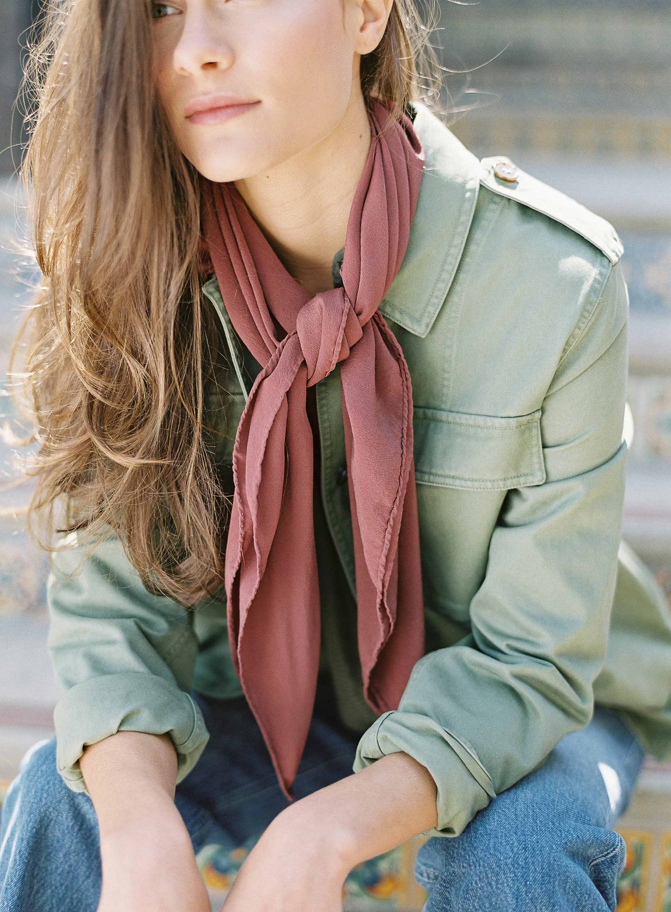 'The Classic' Washable Silk Scarf in Copper