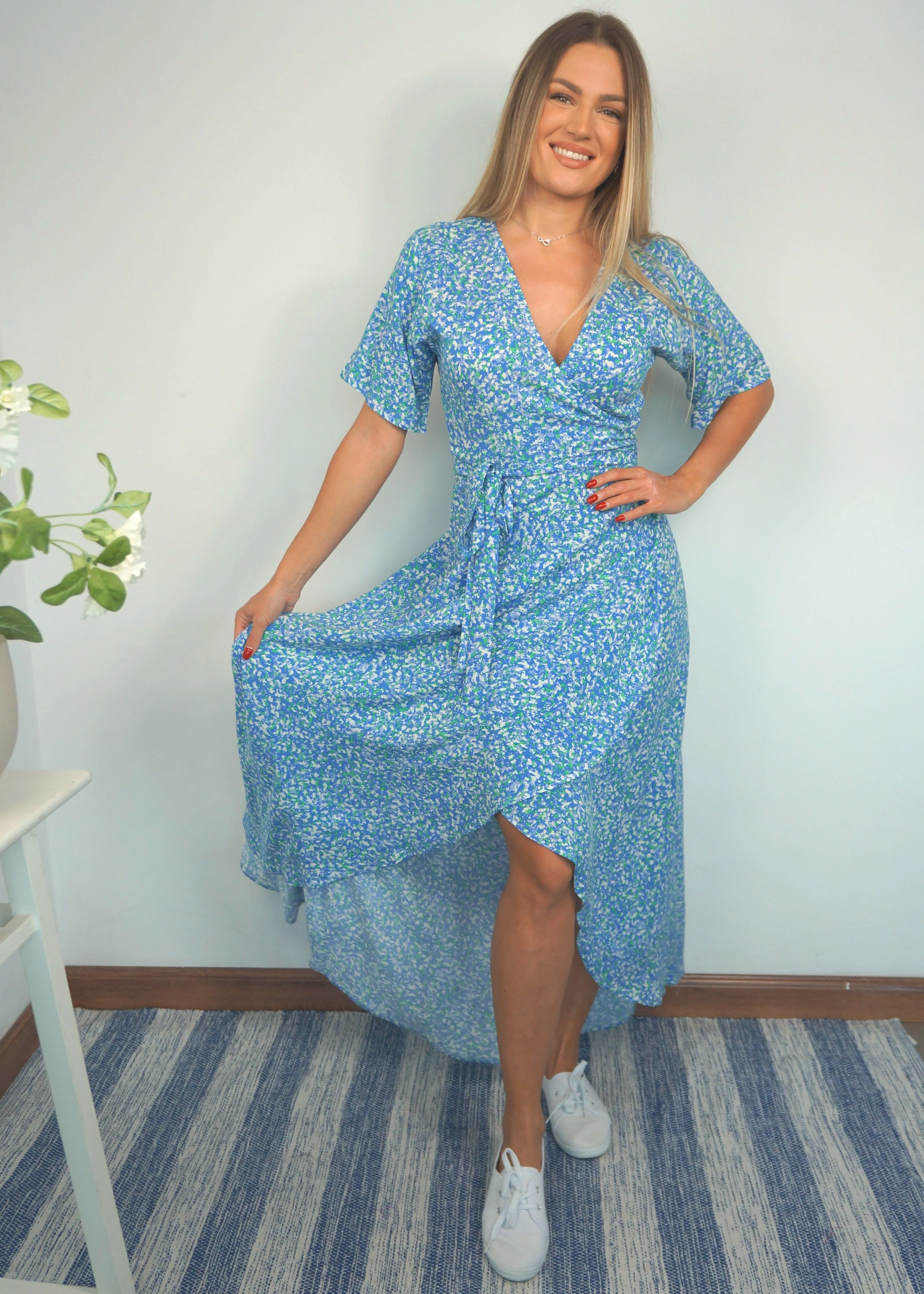 The Maxi Wrap Dress - Emerald Splash