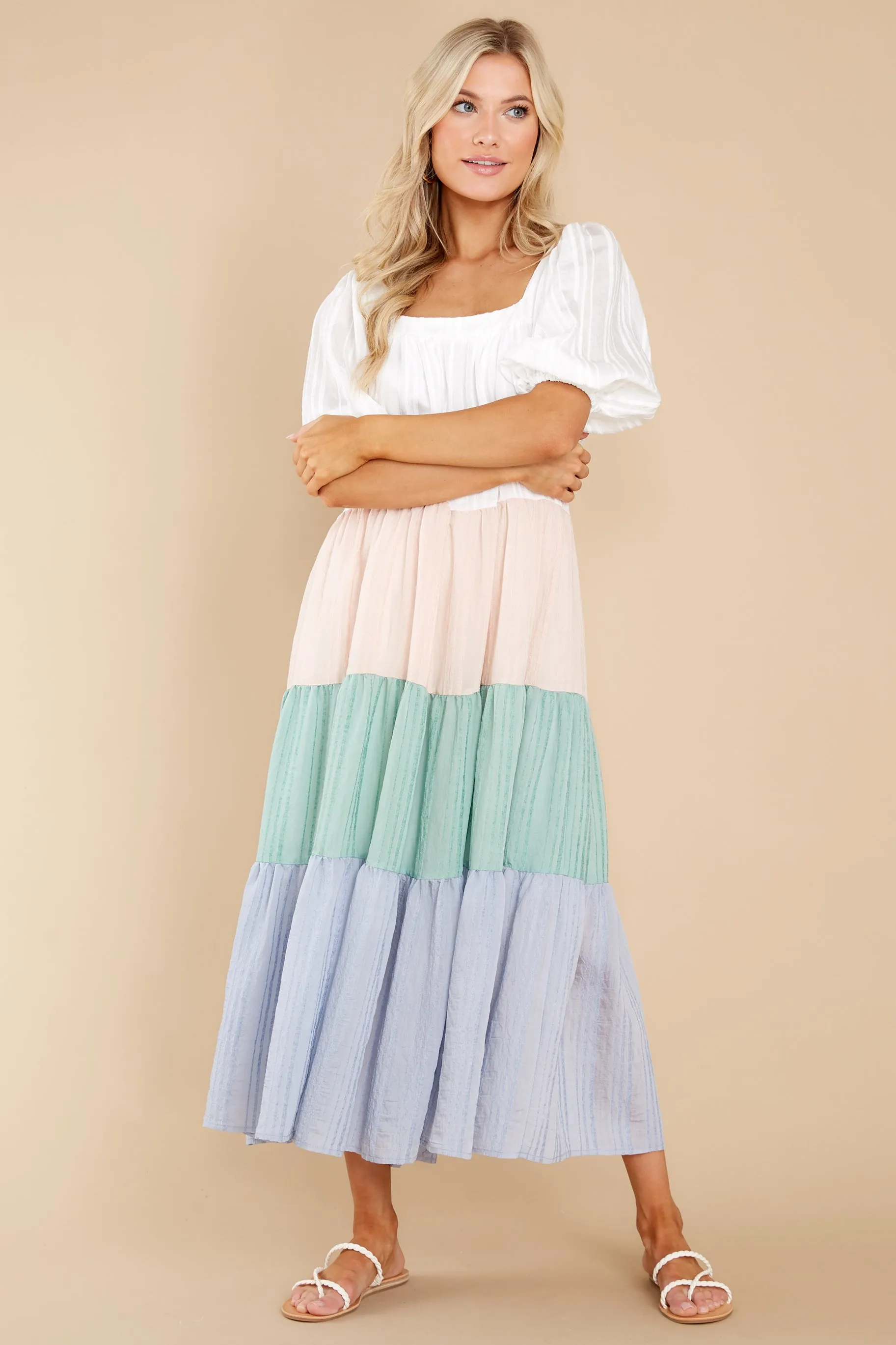 The One For Me Dusty Blue Multi Maxi Dress