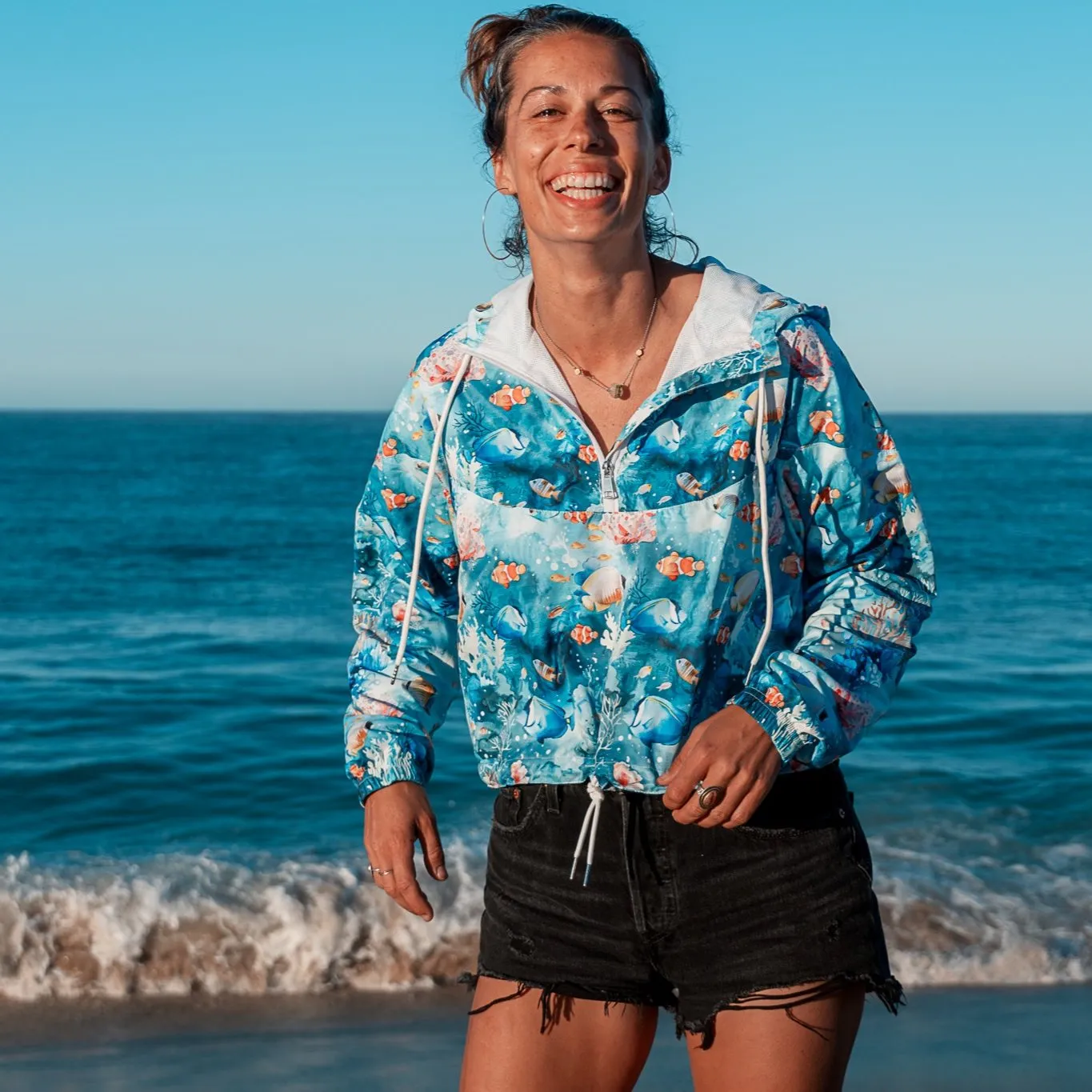 Tropical Reef Fish Women’s cropped Windbreaker