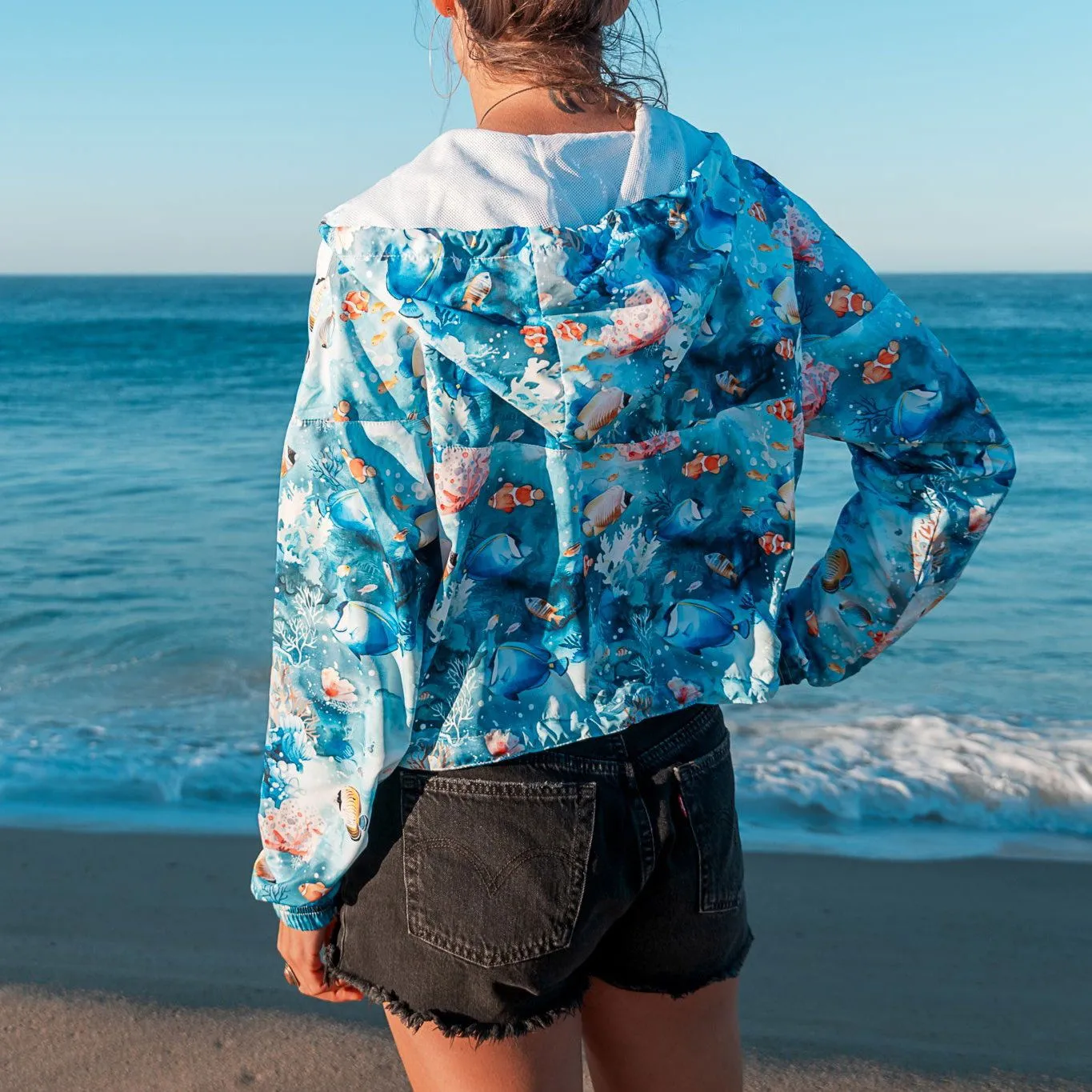 Tropical Reef Fish Women’s cropped Windbreaker