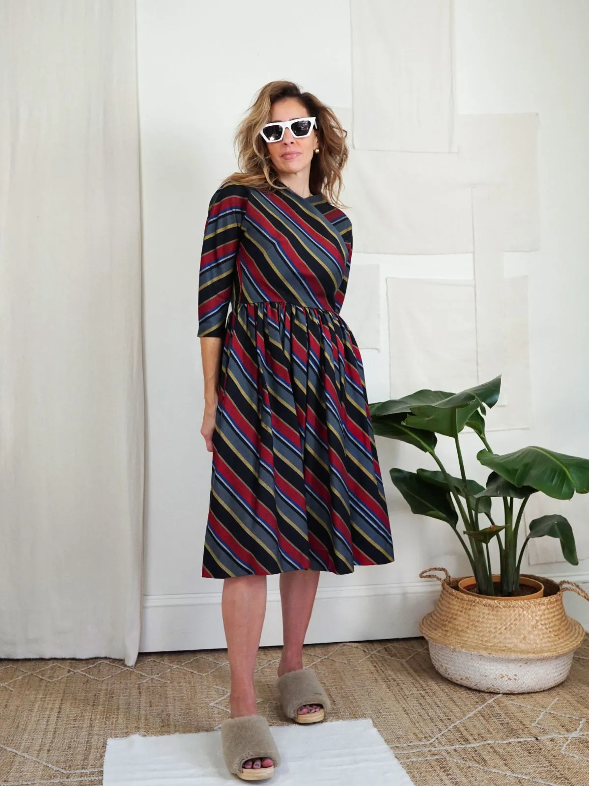 Vintage 50's Stripe Wrap Dress