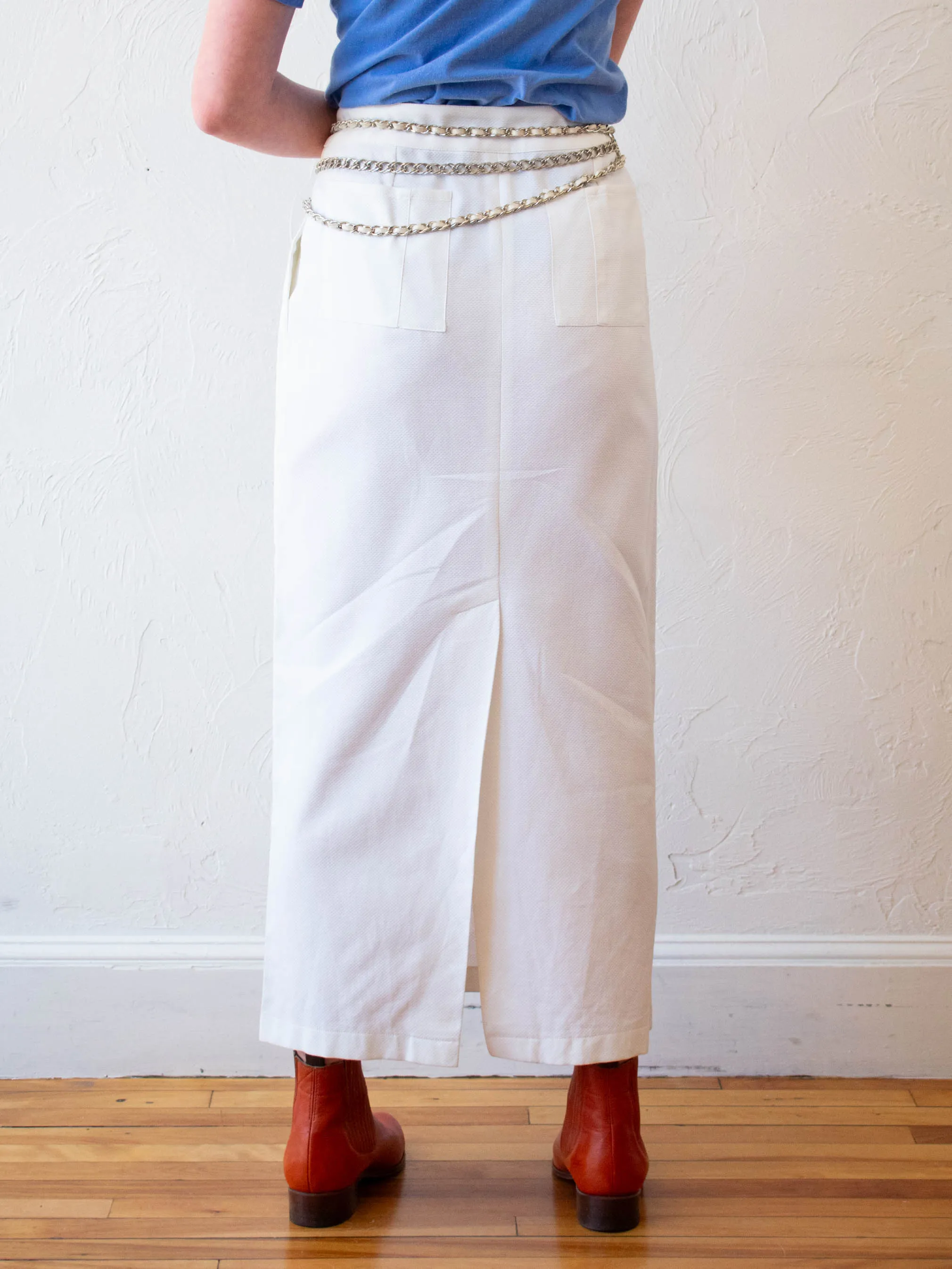 Vintage Fendi White Textured Maxi Skirt M/L