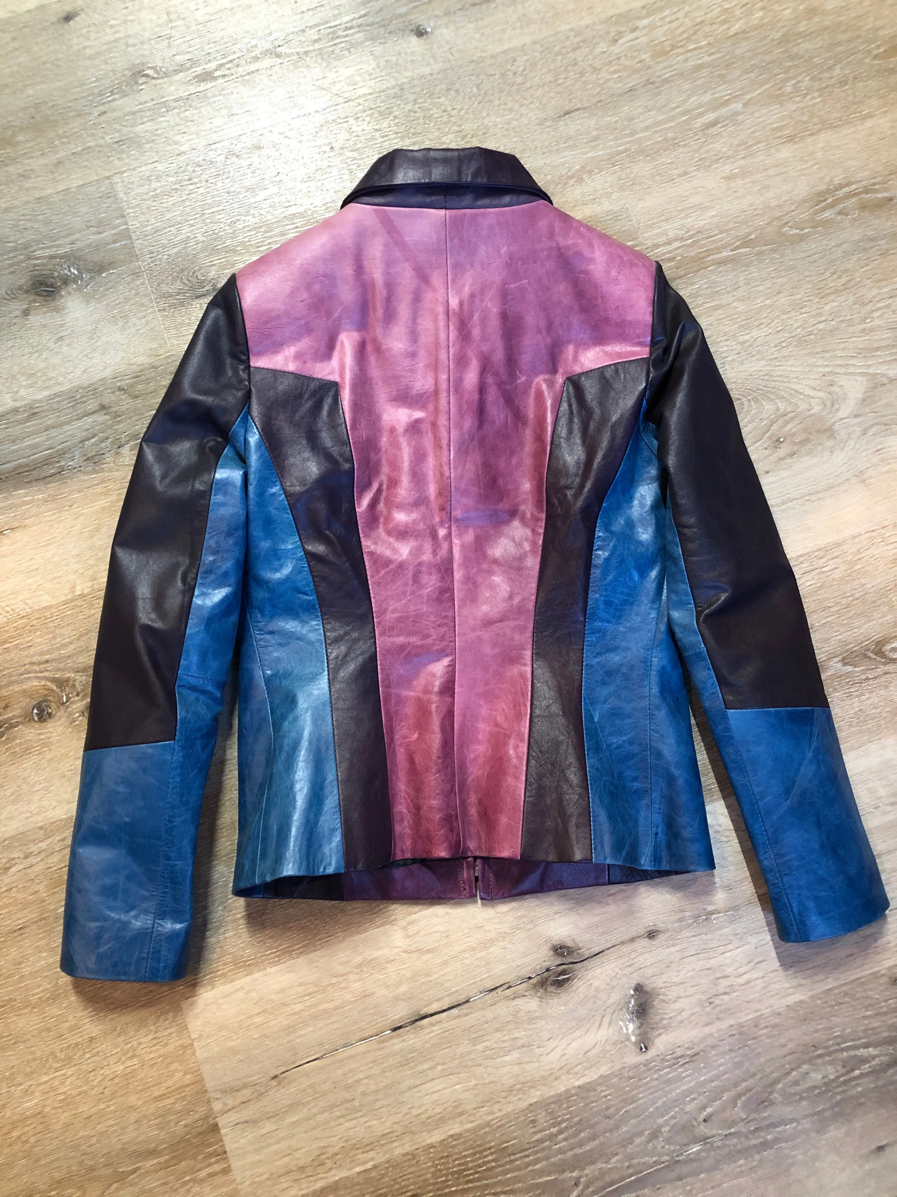 Vintage Purple and Blue Leather Jacket, SOLD