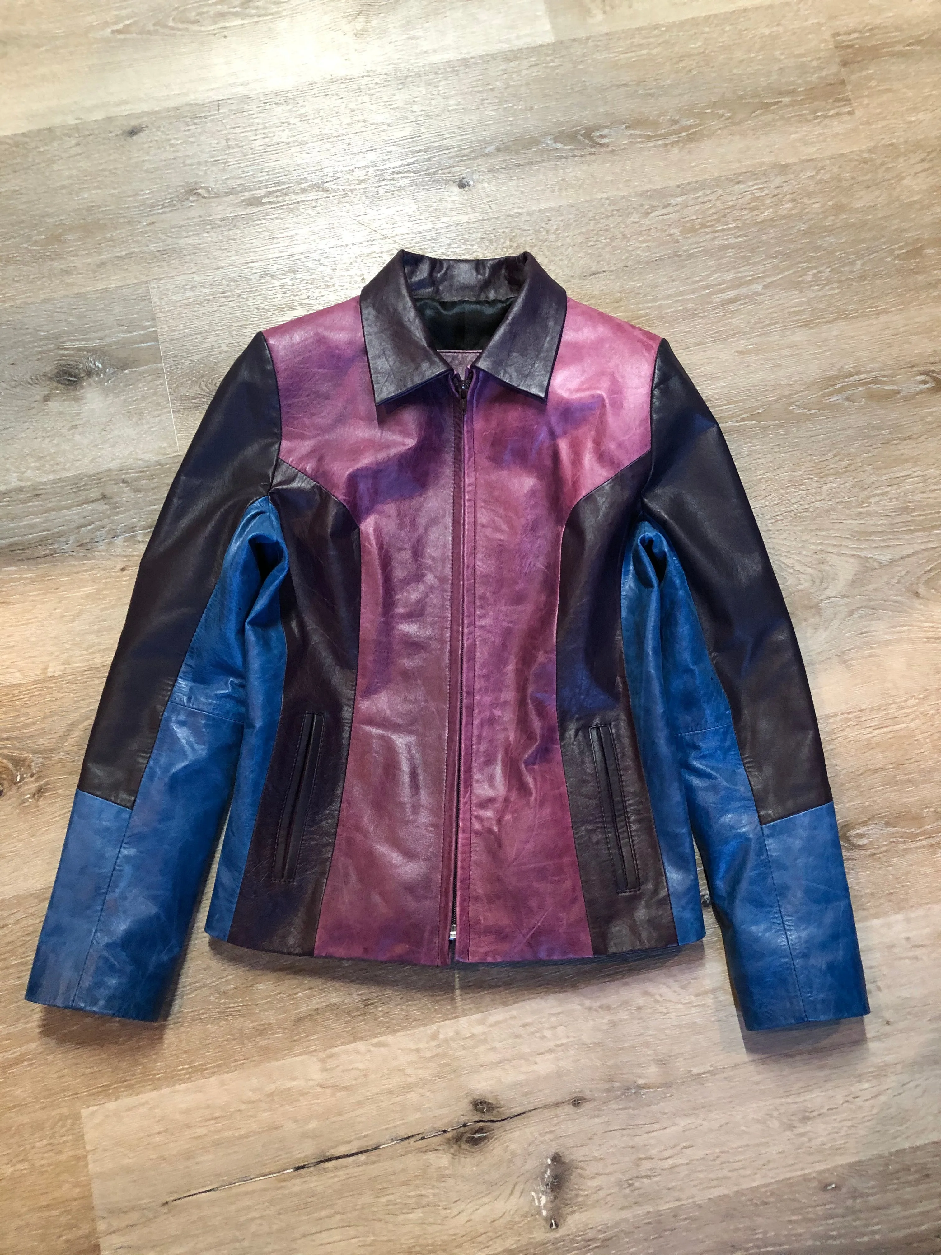 Vintage Purple and Blue Leather Jacket, SOLD