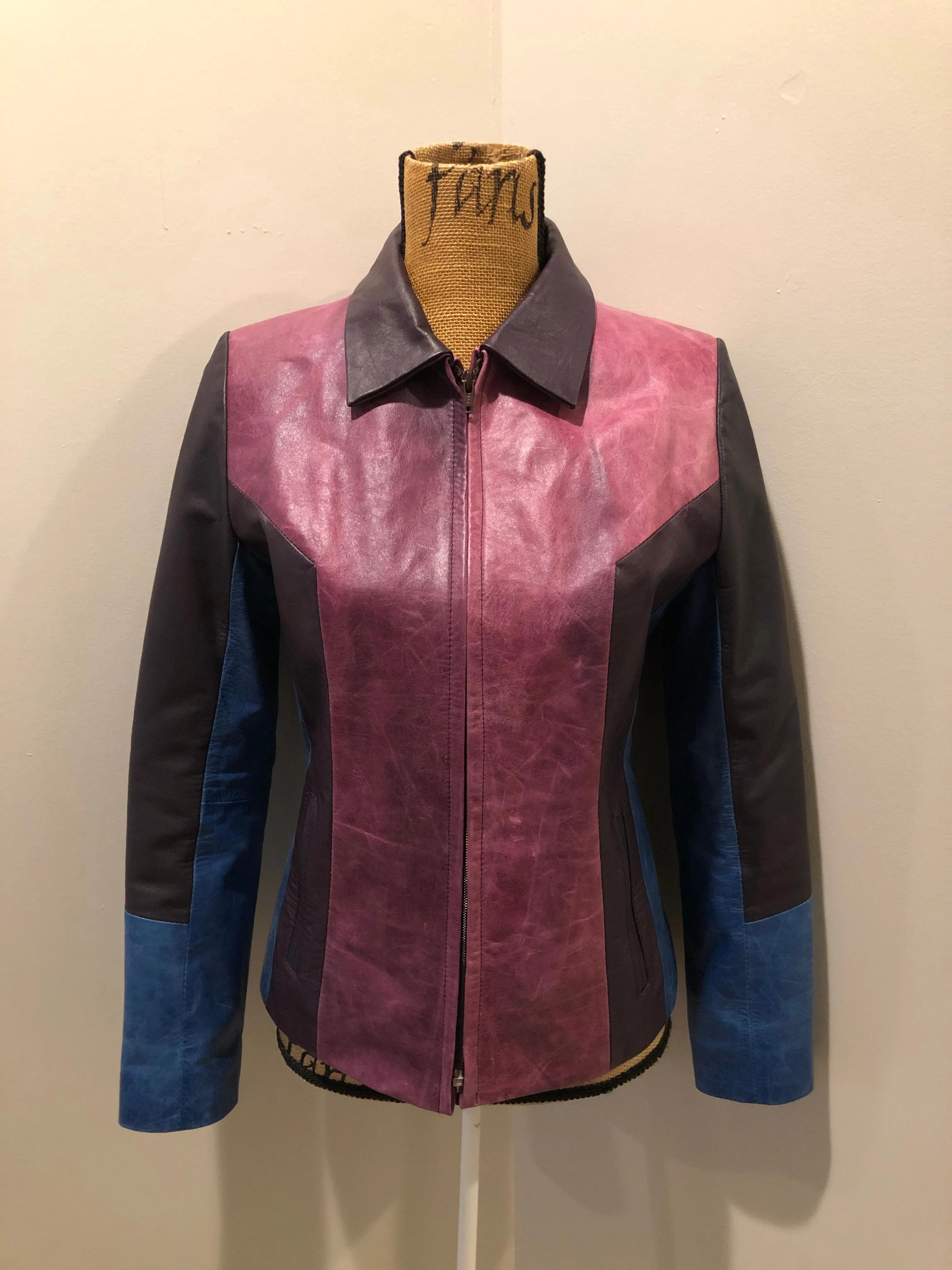 Vintage Purple and Blue Leather Jacket, SOLD