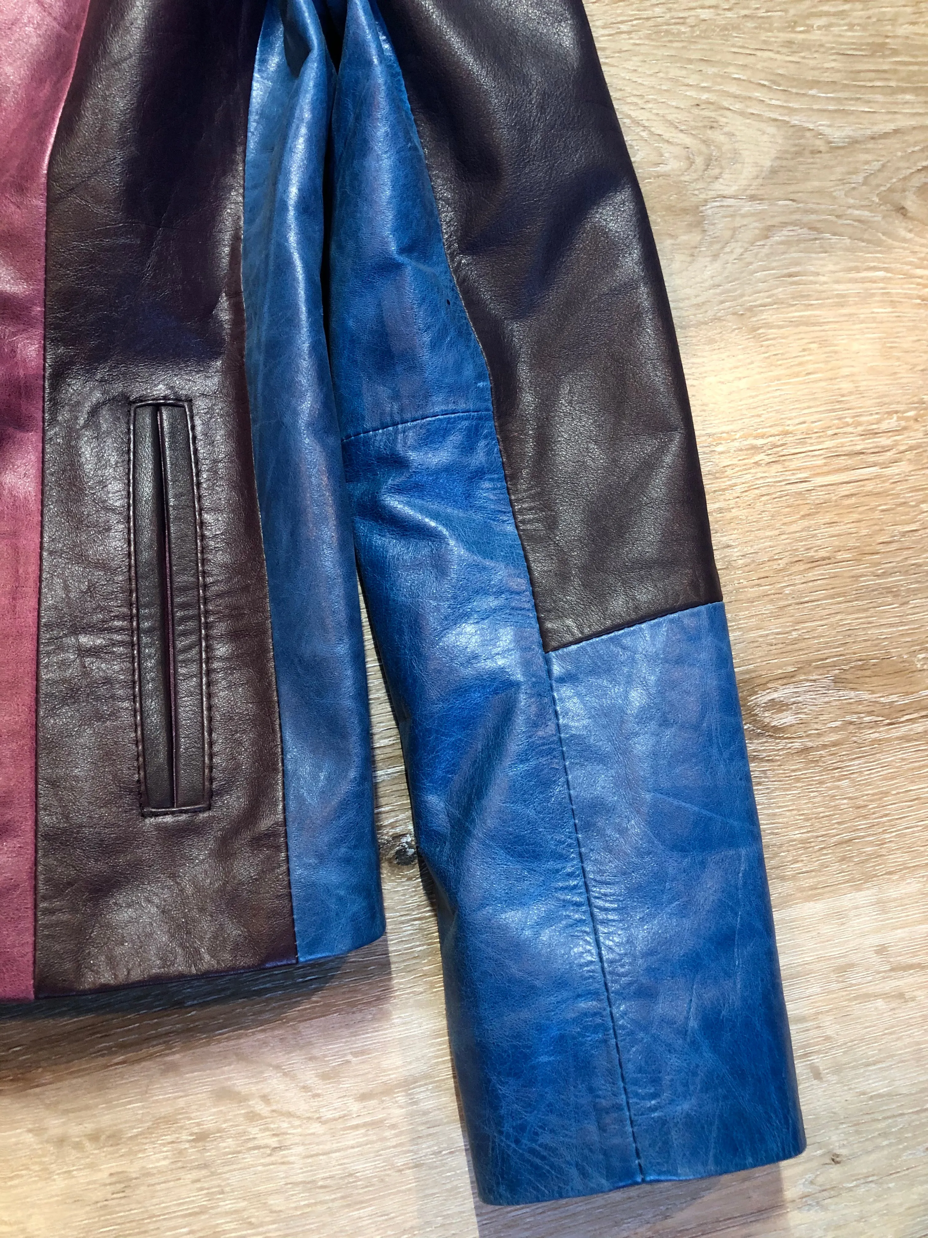 Vintage Purple and Blue Leather Jacket, SOLD