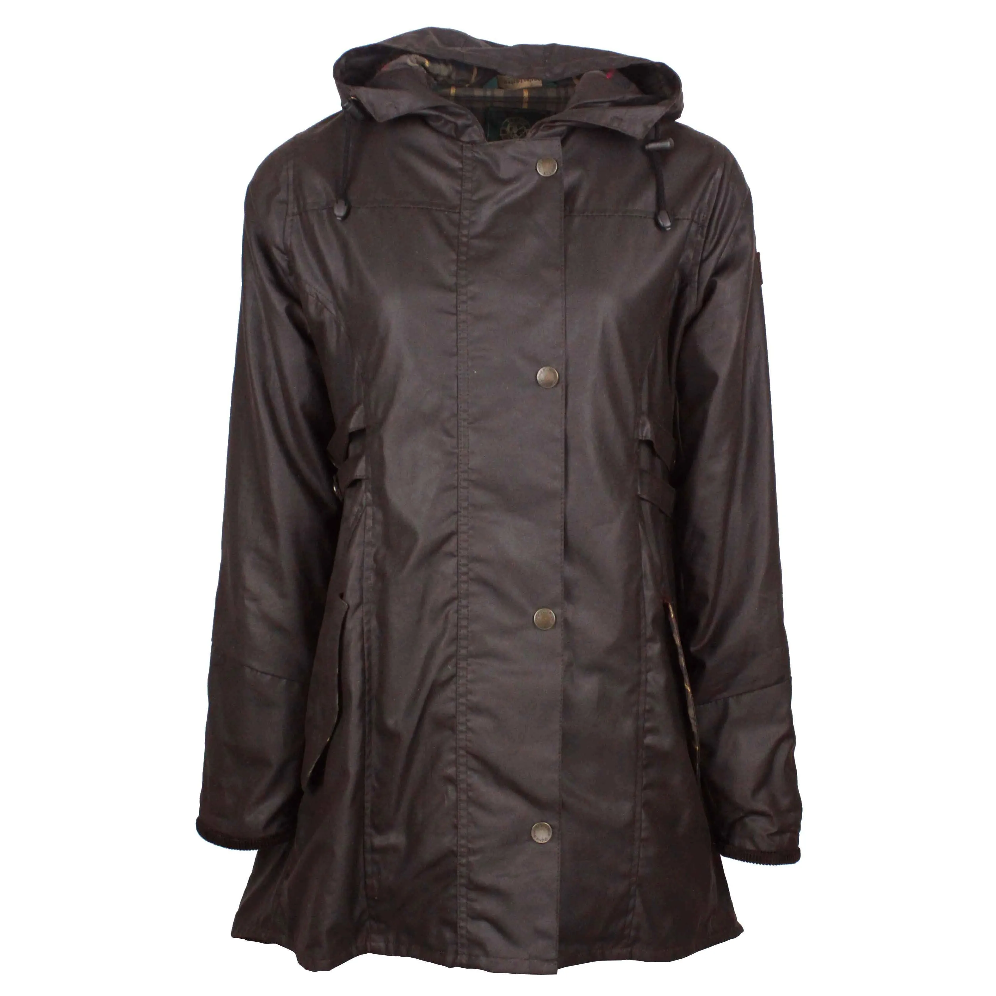 W218 - Womens Hooded Katrina Wax Jacket - BROWN