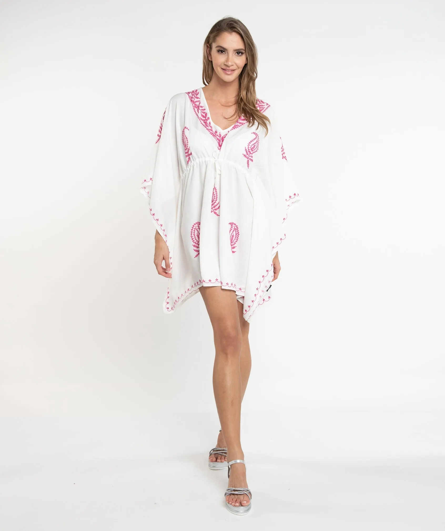 White/Pink Cotton Slip-on Cover-up