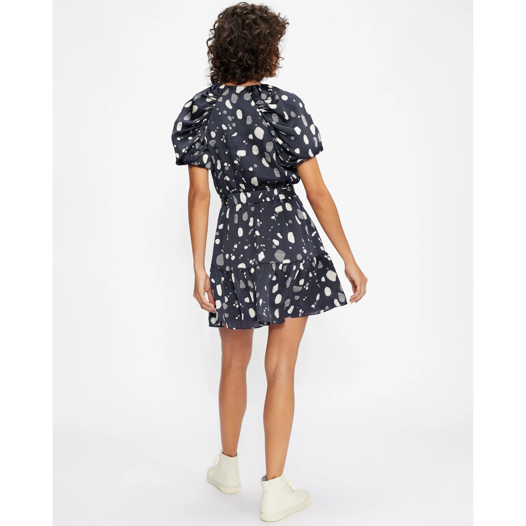 Women Wmd-Steviee-Puff Sleeve Faux Wrap Dress - Navy