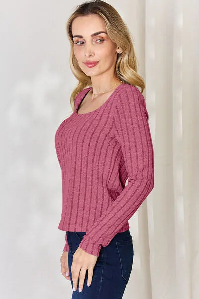 Women's Basic Bae Full Size Ribbed Long Sleeve T-Shirt