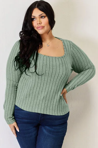 Women's Basic Bae Full Size Ribbed Long Sleeve T-Shirt