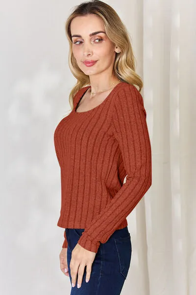 Women's Basic Bae Full Size Ribbed Long Sleeve T-Shirt