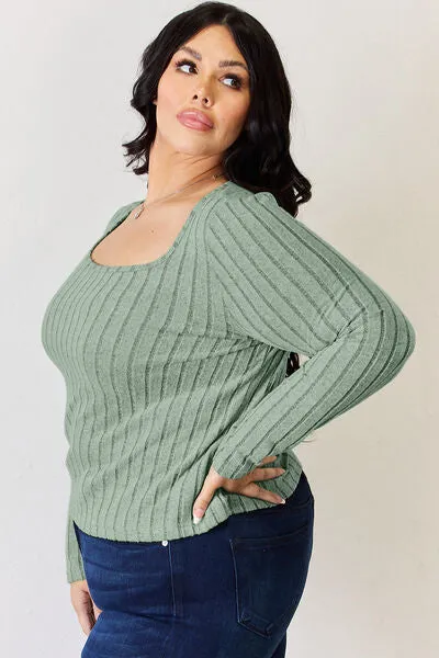 Women's Basic Bae Full Size Ribbed Long Sleeve T-Shirt