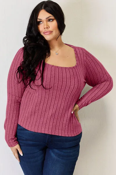 Women's Basic Bae Full Size Ribbed Long Sleeve T-Shirt