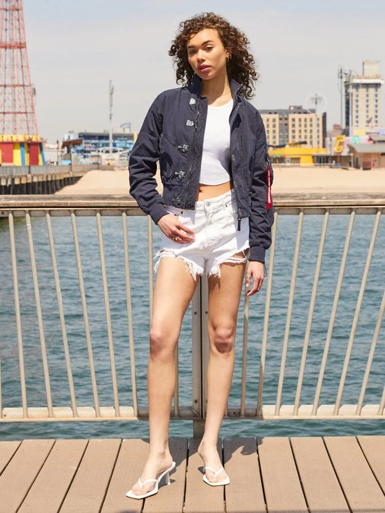 WOMEN'S CROPPED US NAVY DECK HOOKED MOD JACKET