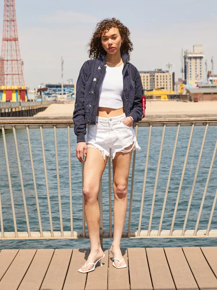 WOMEN'S CROPPED US NAVY DECK HOOKED MOD JACKET