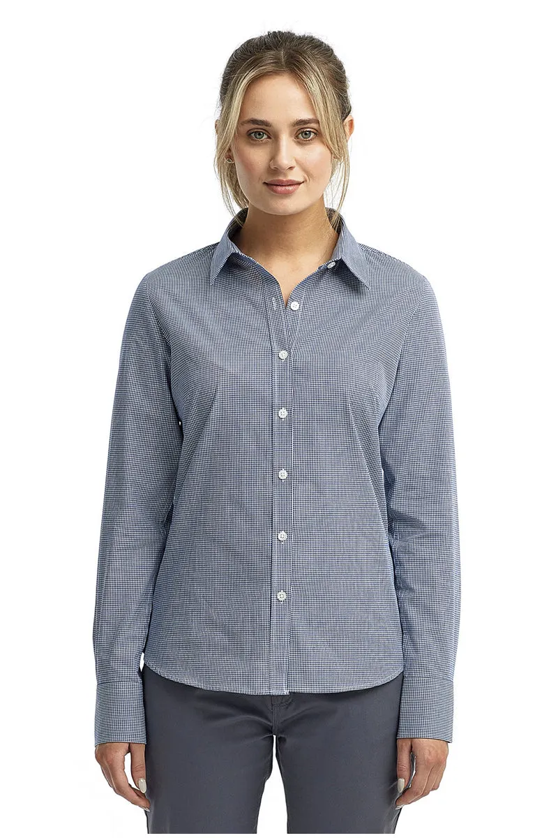 Women's Microcheck Long Sleeve Cotton Shirt