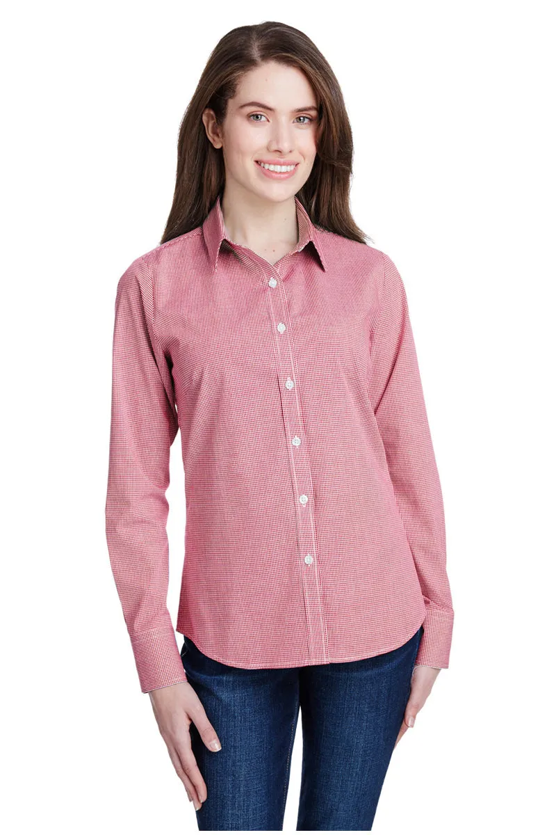 Women's Microcheck Long Sleeve Cotton Shirt