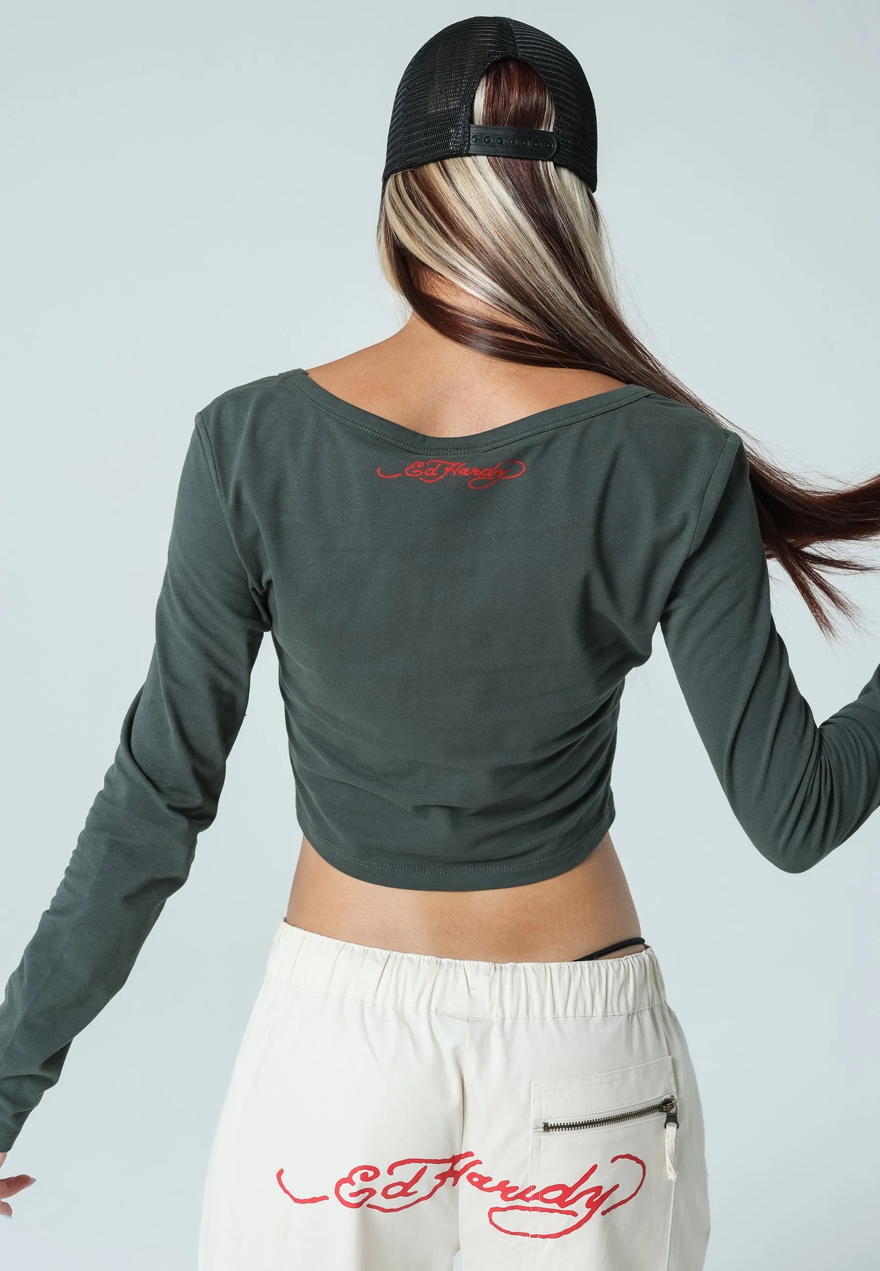 Womens Panther Siren Long Sleeve T-Shirt - Green