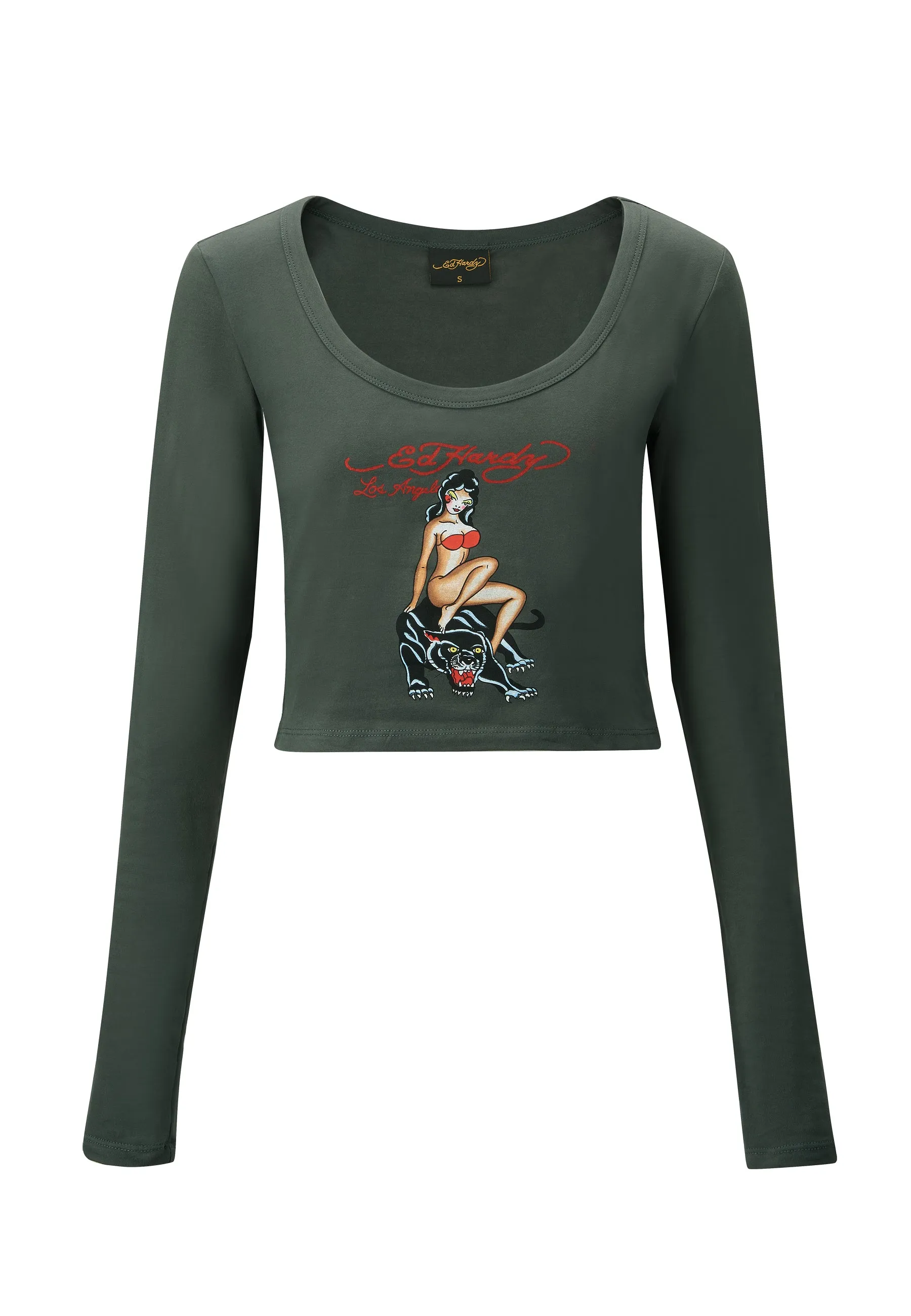 Womens Panther Siren Long Sleeve T-Shirt - Green