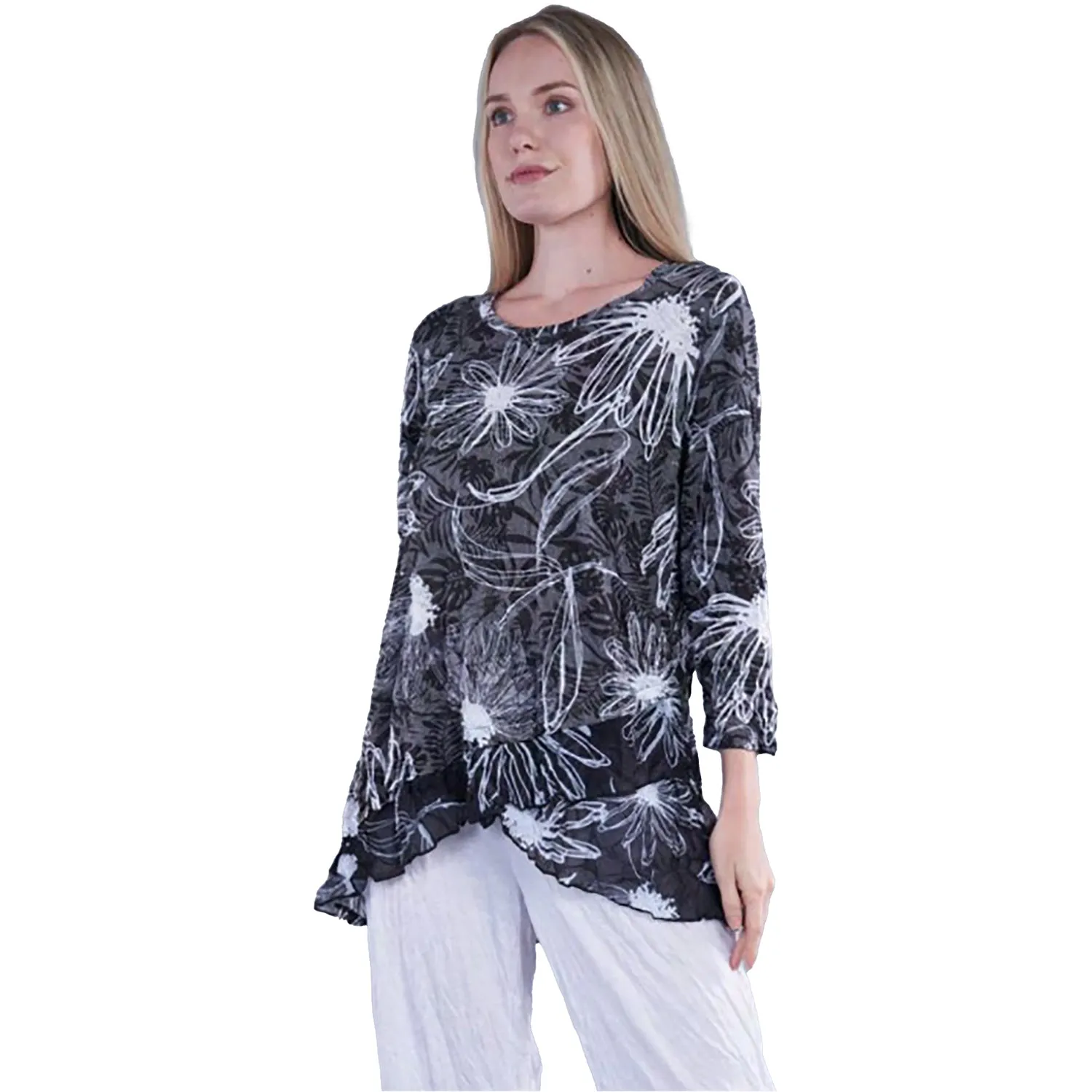 Women's Shana Apparel Crinkle Layer Top Black