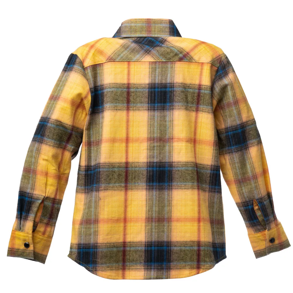 Yellow Highland Flannel Knuckleheads Long Sleeve Plaid Rockabilly Shirt