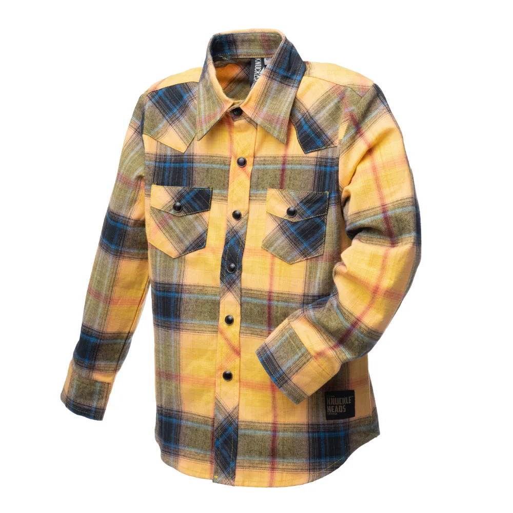 Yellow Highland Flannel Knuckleheads Long Sleeve Plaid Rockabilly Shirt